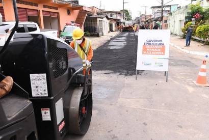 Prefeitura de Manaus e governo do Amazonas iniciam servios de infraestrutura do programa Asfalta Manaus no bairro Santo Antnio