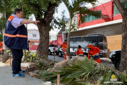 Obras de recuperao do canteiro central da avenida Goinia passam por vistoria da Prefeitura de Manaus