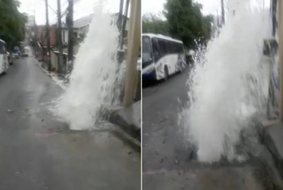 Tubulao se rompe e gua invade casas em Manaus 