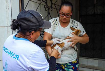 Campanha antirrbica da prefeitura imuniza ces e gatos em 16 bairros, na semana de 9 a 14 de outubro