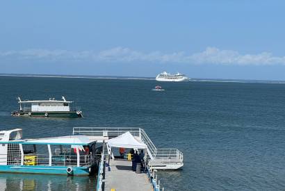 Terminal de Passageiros recebe luxuoso cruzeiro MS Sirena com centenas de turistas para conhecer Alter do Cho